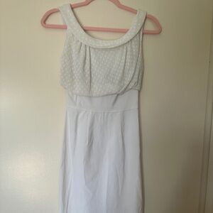 Stop Staring! White Sleeveless Pencil Dress with Polka Dots Size S